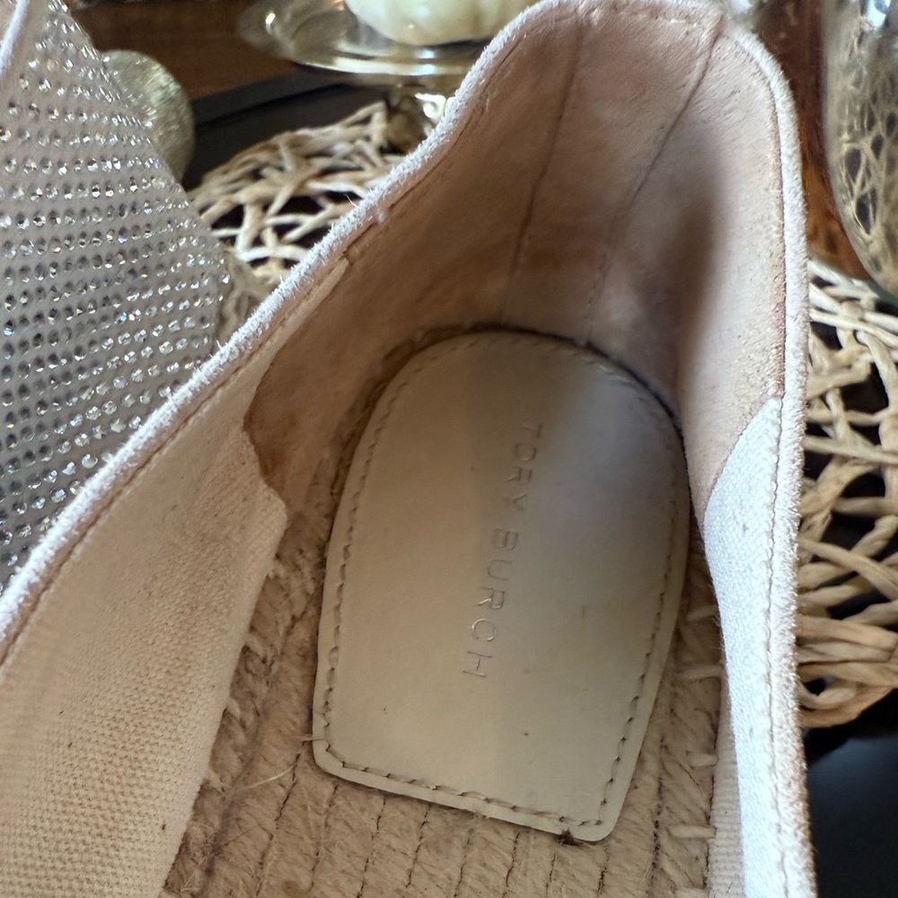 New Tory Burch Everly Espadrille Crystal Embellished in New Cream Sz 8.5. - Picture 4 of 14